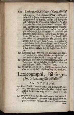 Lexicographi, Bbliographi, & Catalogi Selectissimi. In Octavo.