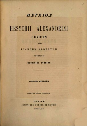 Hesychii Alexandrini Lexicon. 4,2, Quaestiones Hesychianae