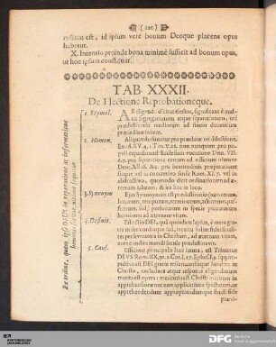Tab. XXXII. De Electione Reprobationeque.