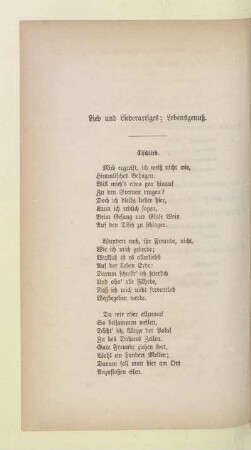 Lied und Liederartiges; Lebensgenuß