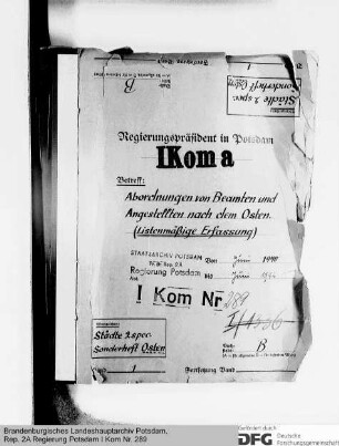 Abordnungen von Beamten und Angestellten in den Osten