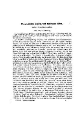 Pädagogisches Denken und nationales Leben : einige Neujahrsgedanken