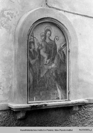 Madonna mit Kind, Johannesknabe und Heiligem Augustinus - Affresco degli Agostiani