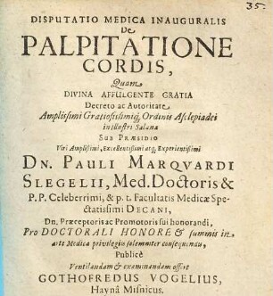 Disputatio Medica Inauguralis De Palpitatione Cordis