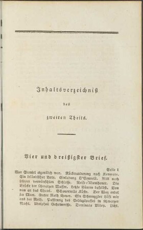 Inhaltsverzeichniß des zweiten Theils.