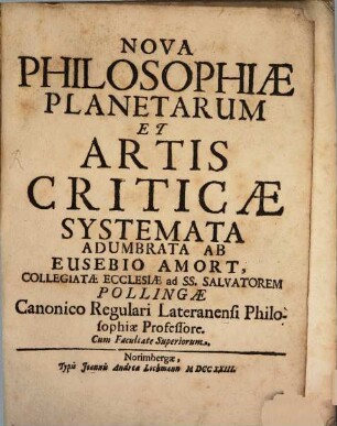 Nova Philosophiae, Planetarum, Et Artis Criticae Systemata