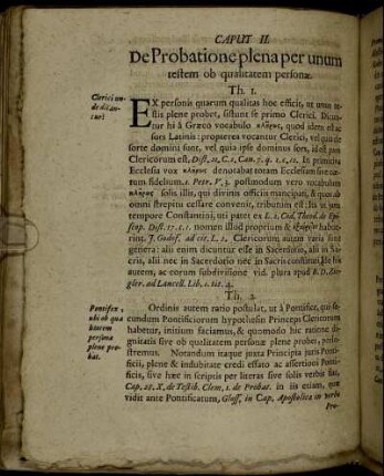 Caput II. De Probatione plena per unum testem ob qualitatem personæ.
