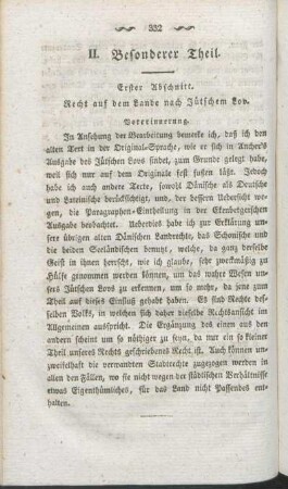 Erster Abschnitt. Recht auf dem Lande nach Jütschem Lov.