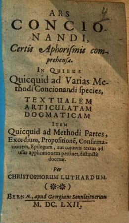 Ars concionandi, certis aphorismis comprehensa ...