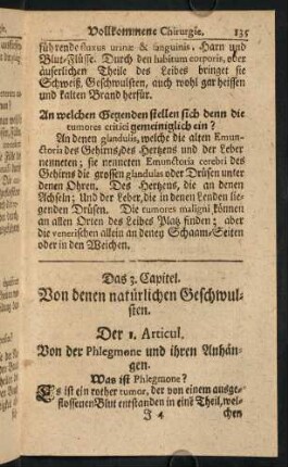 135-169, Das 3. Capitel. Von den natürlichen Geschwulsten.