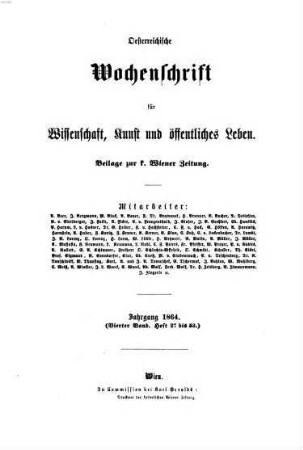 Österreichische Wochenschrift für Wissenschaft und Kunst. 4. 1864