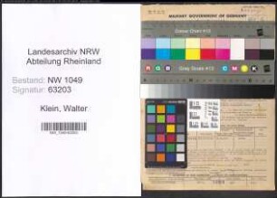 Entnazifizierung Walter Klein , geb. 29.03.1890 (Schlosser)