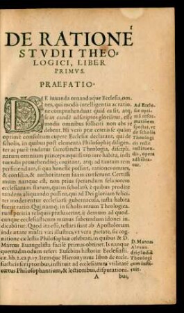 De Ratione Studii Theologici, Liber Primus.