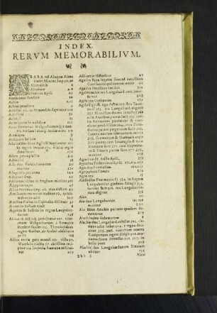 Index Rervm Memorabilium.