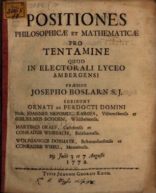 Positiones philosophicae et mathematicae