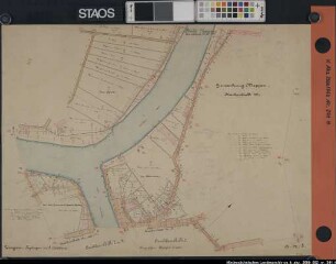 Ems und Hase Lingen, Teglingen in 8 Blättern Stück Riß 8 (Gemarkung MEPPEN) Ausf.-Art: farbige Handzeichnung auf Karton Hersteller: Günther Format: 49,7 x 66,4 cm Maßstab: 1 : 1000