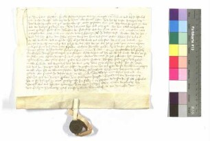 Montag nach Palmtag; Burkert Fyscher zu Öhringen (Orengew) begibt sich in die Leibeigenschaft Albrecht's von Hohenlohe; Siegel: Engelhart von Berlichingen.