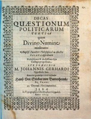 Quaestionum Politicarum Decas ..., 3