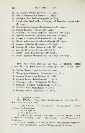 474-485, Matrikel 168, 1-111 (1567/68) und 169, 1-134 (1568)