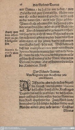 Die Sibende Tractat. Von Tugendt und Krafft der zeiten Materi.