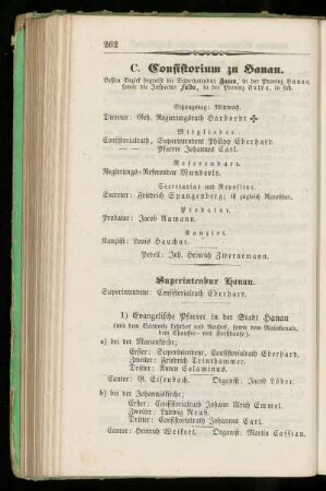 C. Consistorium zu Hanau.
