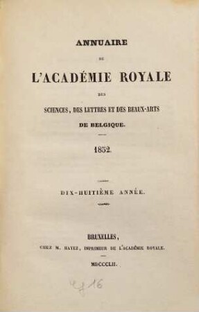 Annuaire. 18. 1852