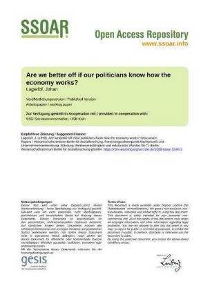 Are we better off if our politicians know how the economy works?