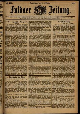 Ausgabe vom Samstag, den 08. Oktober 1887.