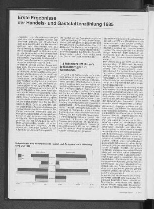 Erste Ergebnisse der Handels- und Gaststättenzählung 1985