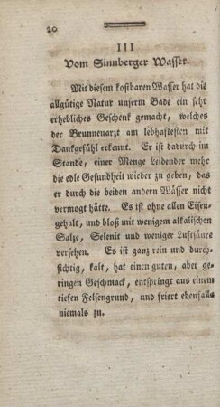 III. Vom Sinnberger Wasser