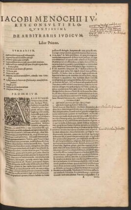 Iacobi Menochii Iurisconsulti Eloquentissimi, De Arbitrariis Iudicum, Liber Primus.