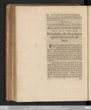 Tit. I. (III. 1. seqq.) De iudiciis, & ubi quisque agere vel conveniri debeat.