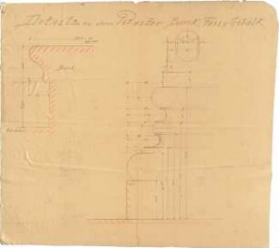 ohne Verfasserangabe; Lucca (Italien); Villa Buttini - Pilaster, Bank, Fuß u. Gebälk (Details)