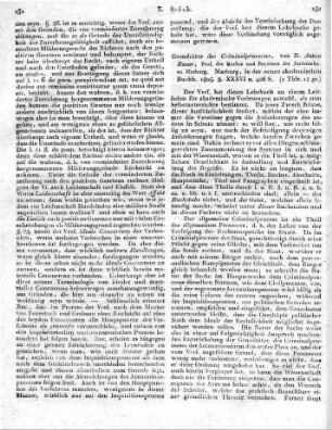 Grundsätze des Criminalprocesses, von D. Anton Bauer, Prof. der Rechte und Beysitzer der Juristenfac. zu Marburg. Marburg, in der neuen akademischen Buchh. 1805. 8. XXXVI u. 426 S.
