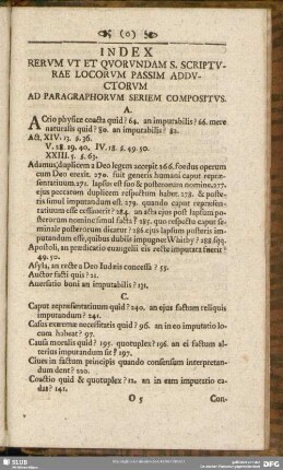 Index Rerum Ut Et Quorundam S. Scripturae Locorum Passim Adductorum