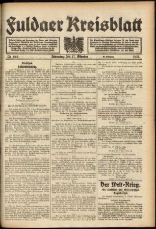 Ausgabe vom Dienstag, den 17. Oktober 1916.
