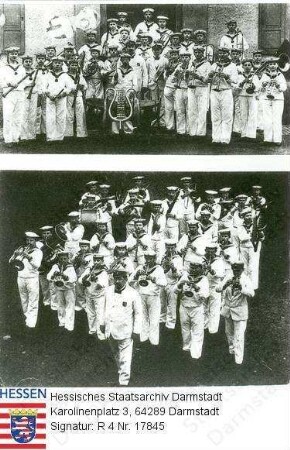 Militär, Hessische Militär-Musikschule Friedberg (gegründet 1908) / 2 Gruppenaufnahmen von Schülern in Matrosenanzügen