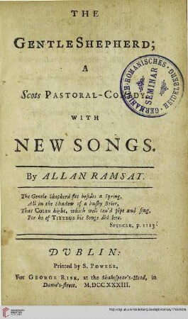 The gentle shepherd : a Scots pastoral-comedy with new songs