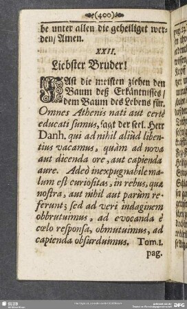 XXII. Die unordentliche Begierde etwas zuwissen