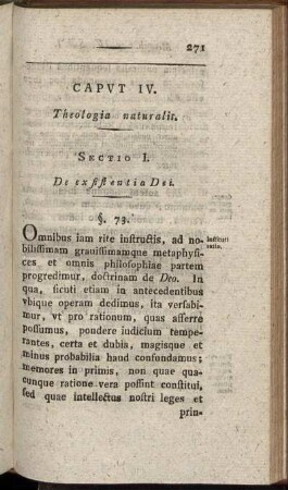 Caput IV. Theologia naturalis.