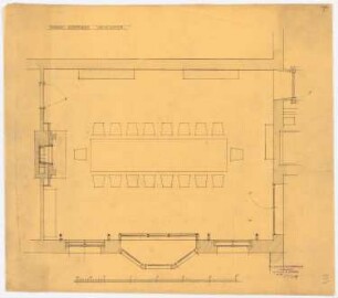 Wohnhaus Kretzer, Berlin-Tiergarten: Speisezimmer: Grundriss mit Möblierung 1:25