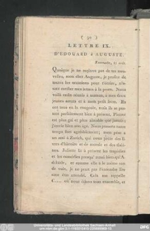Lettre IX. D' Edouard à Auguste. Kussnacht, 15 août.