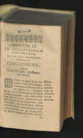 Disputatio IX. De ... Confessione. Respond. Wilhelmo Hoffman