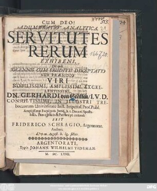 Adumbratio Analytica, Servitutes Rerum Exhibens
