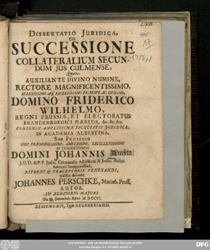 Dissertatio Juridica, De Successione Collateralium Secundum Jus Culmense