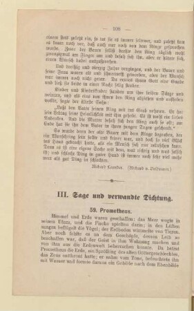 III. Sage und verwandte Dichtung.