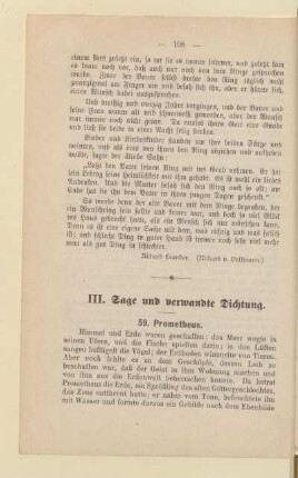 III. Sage und verwandte Dichtung.