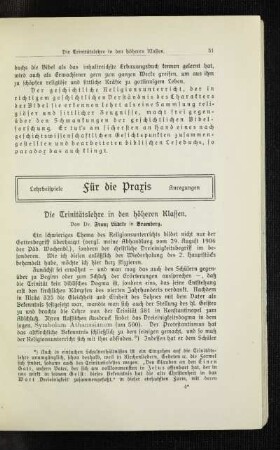 ¬Die¬ Trinitätslehre in den höheren Klassen