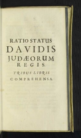 Ratio Status Davidis Judaeorum Regis ...