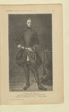 Charles XII (1682 - 1718) D'après le portrait peint par David von Krafft. Chateau de Grepsholm, Suède. - Photographie
